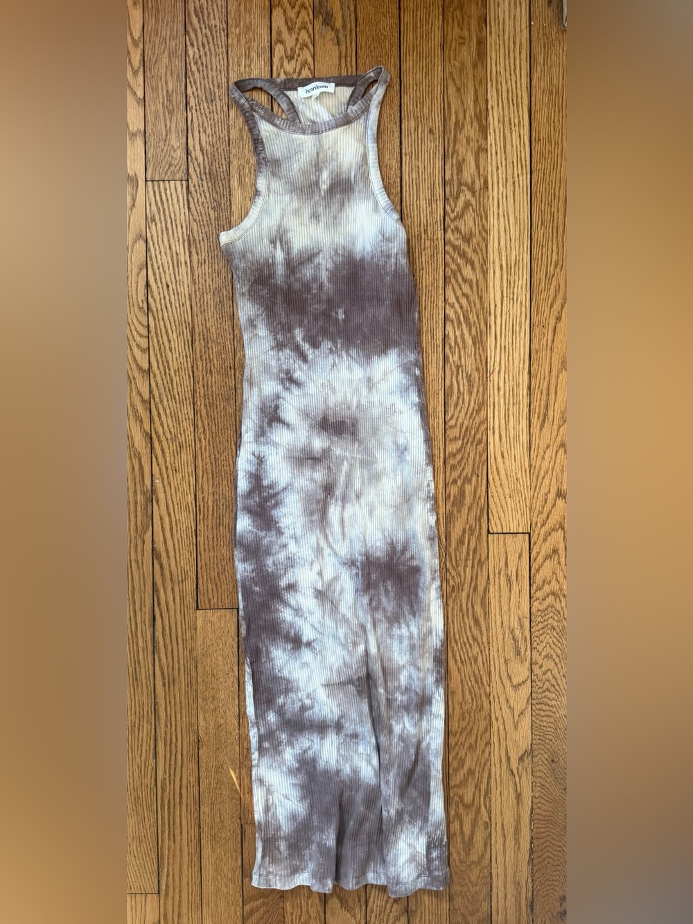 Heartloom Brown & White Tie-Dye Ribbed Maxi Dress - Size Medium